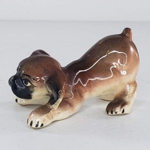 Vintage Boxer Puppy Dog Figurine Playing Japan